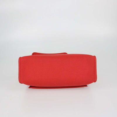 Hermes Rouge Tomate, Natural Canvas and Leather Herbag Sellier Zip 31 Bag