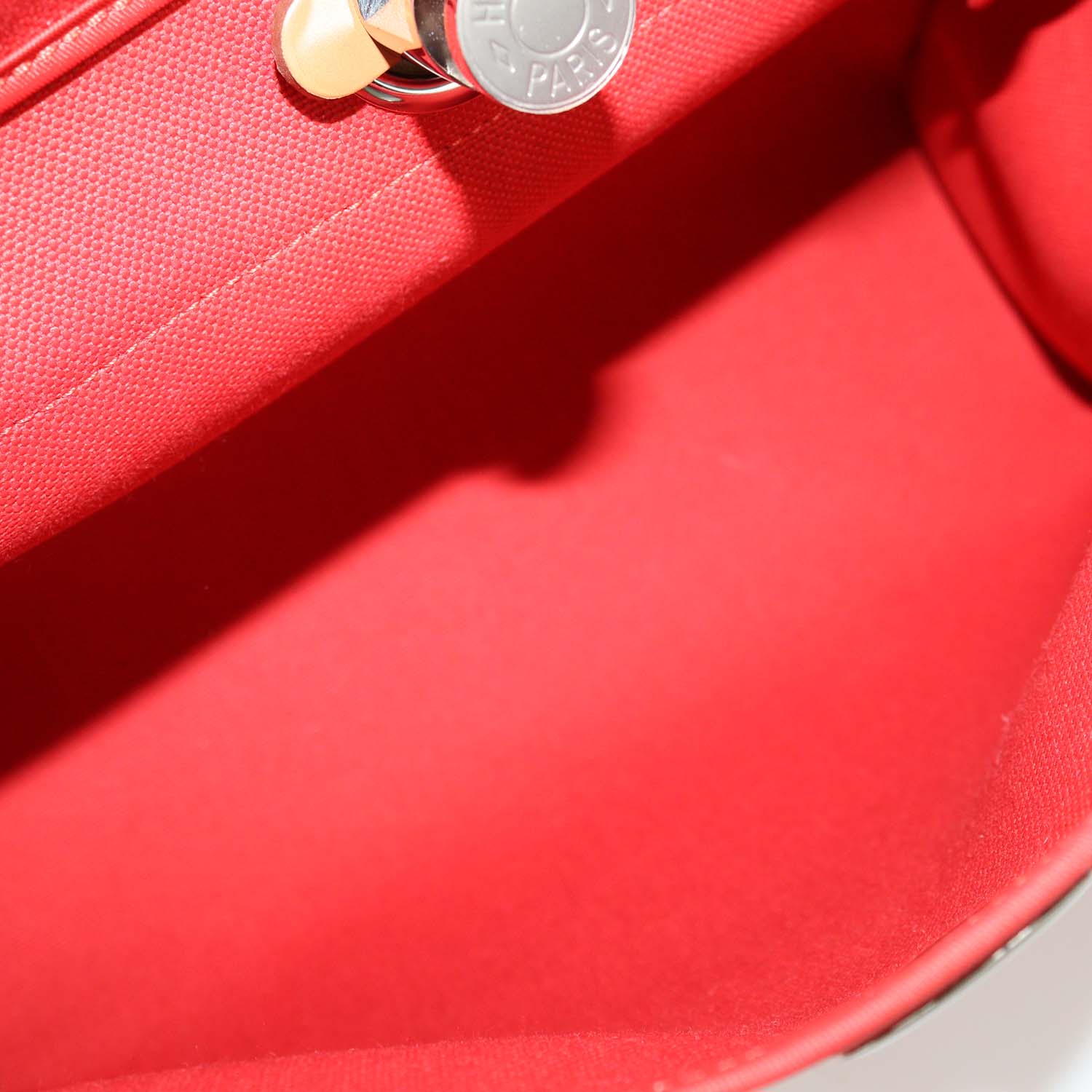 Hermes Rouge Tomate, Natural Canvas and Leather Herbag Sellier Zip 31 Bag