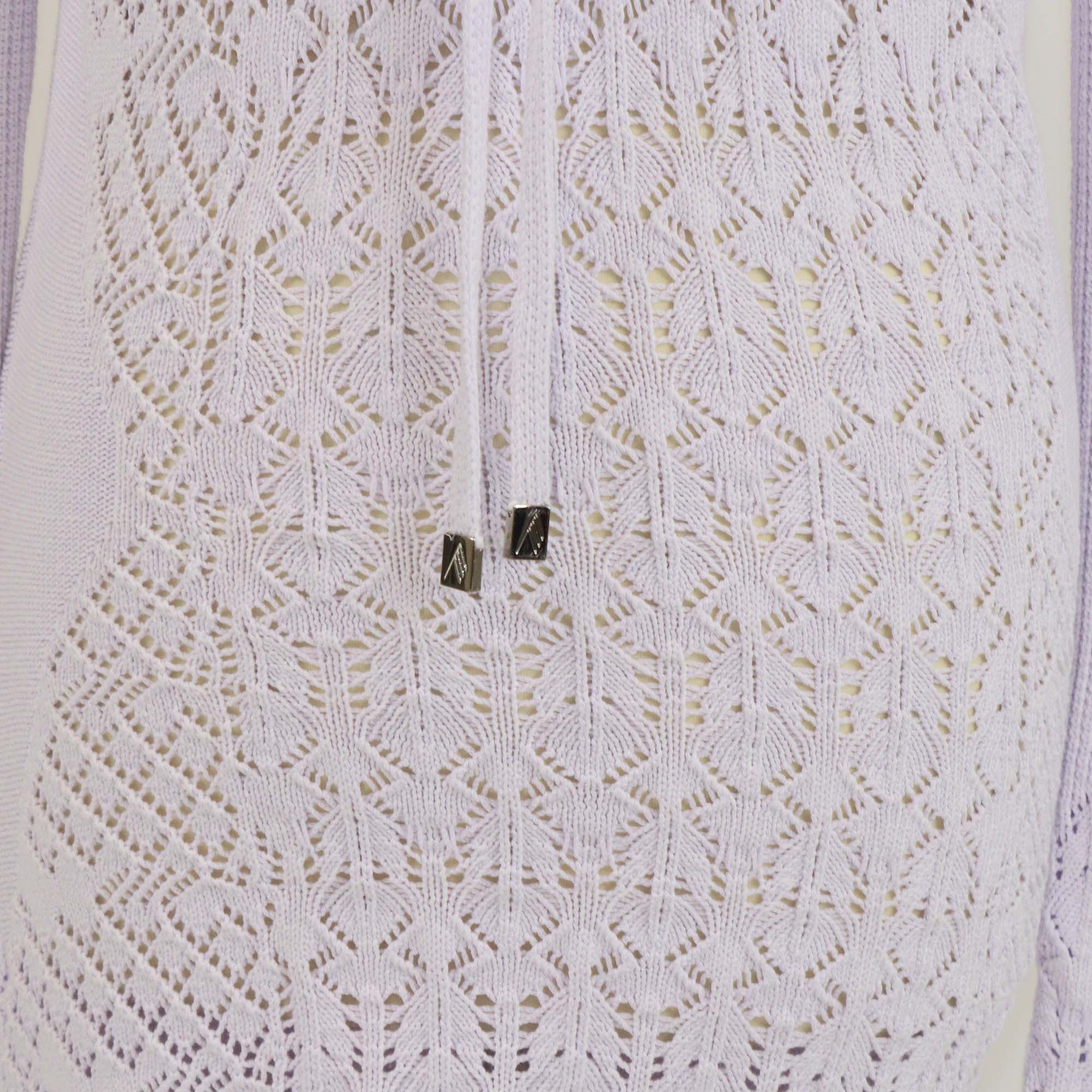 The Attico Lilac Crochet Blend Cotton Long Sleeve Mini Dress