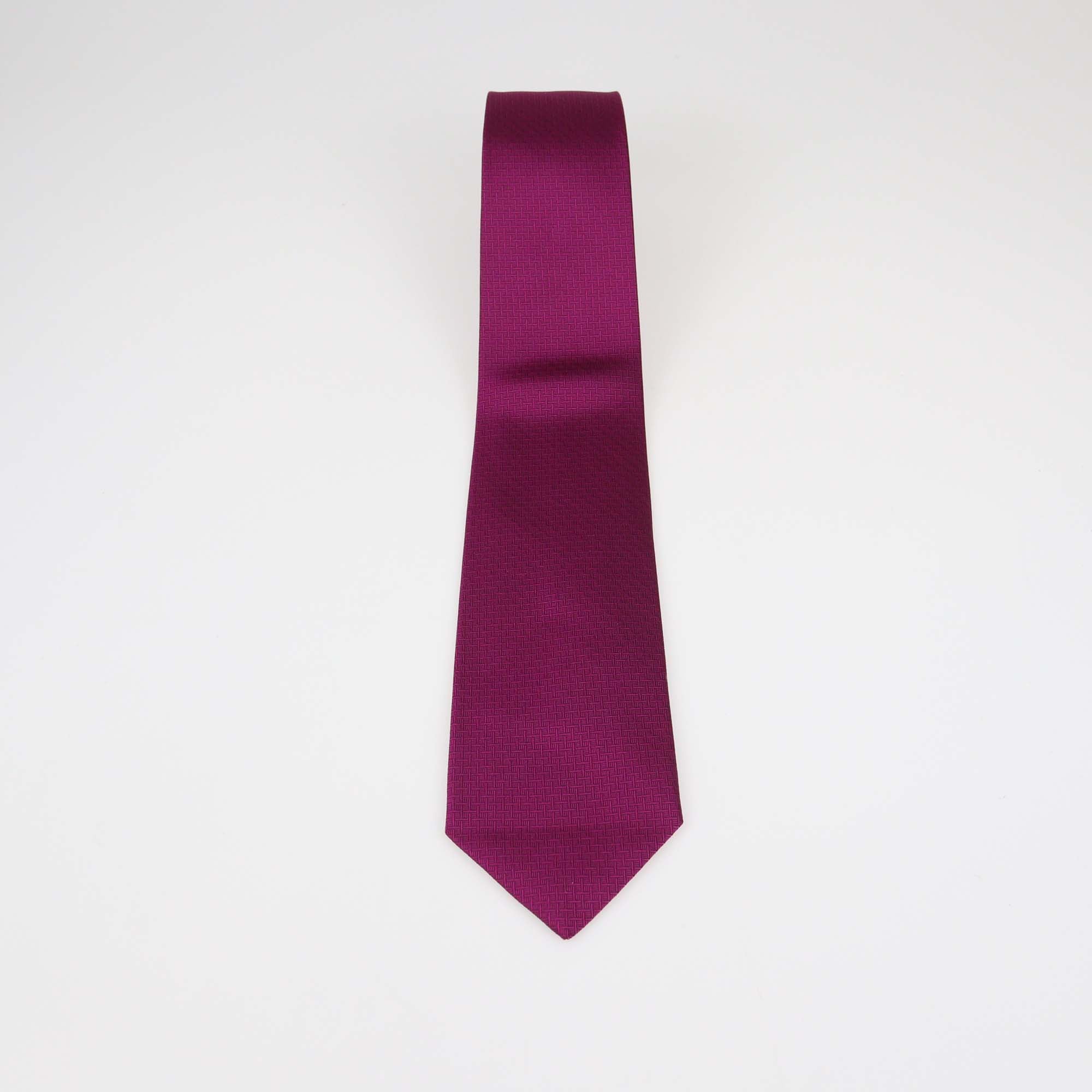 Hermes Fuchsia Silk Geometrical H Tie