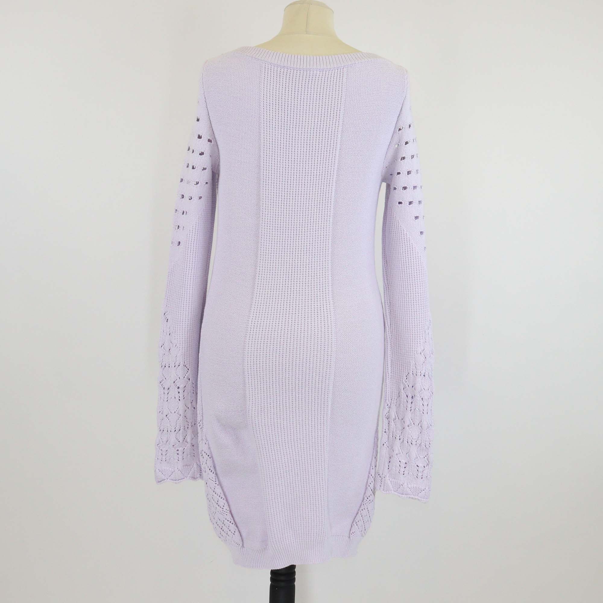 The Attico Lilac Crochet Blend Cotton Long Sleeve Mini Dress