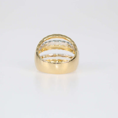 Chanel Two-Tone 18K Gold Diamond Quilted Coco Crush Cocktail Ring Size 11 US