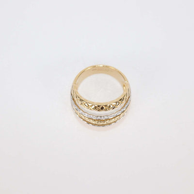 Chanel Two-Tone 18K Gold Diamond Quilted Coco Crush Cocktail Ring Size 11 US