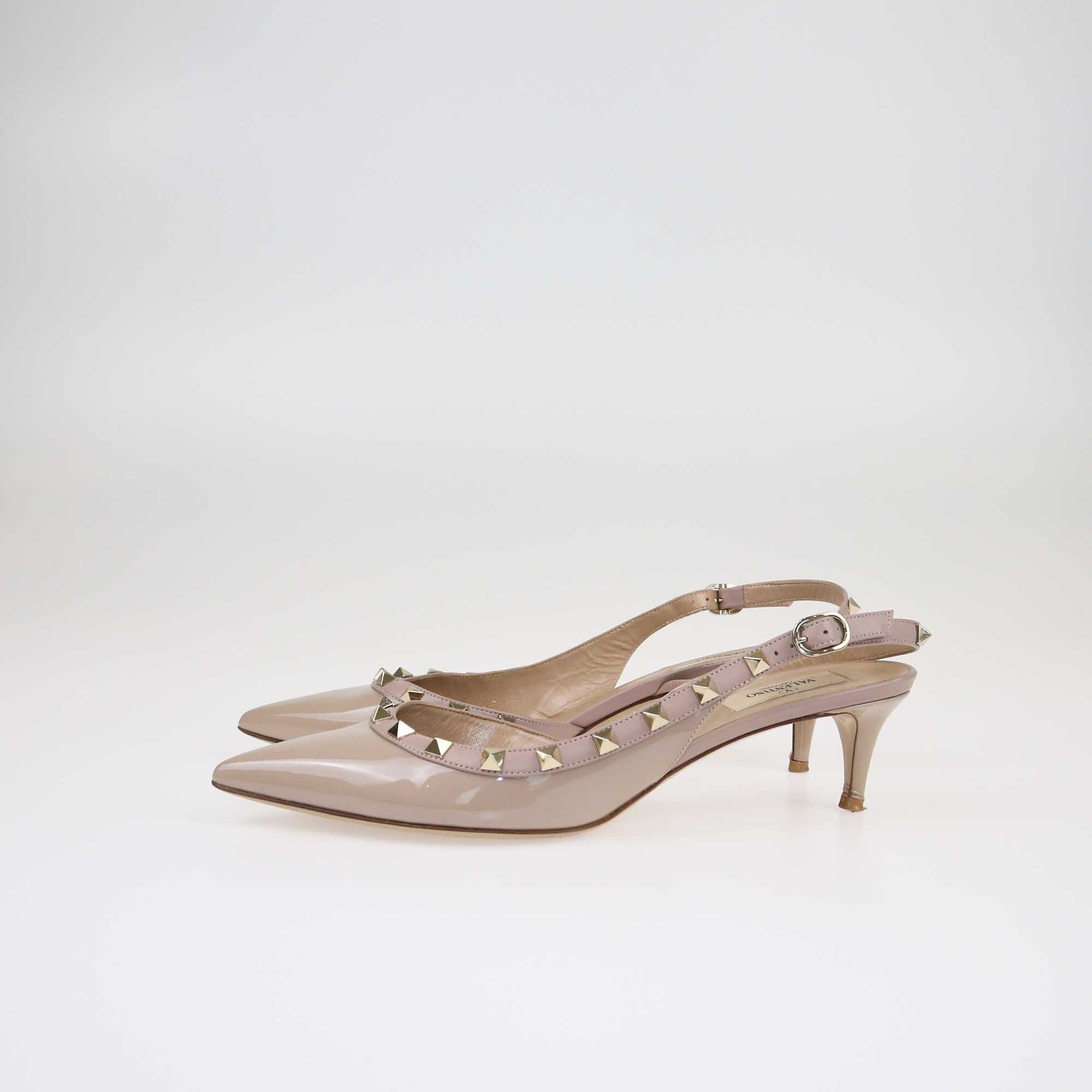 Valentino Nude Rockstud D'Orsay Slingback Sandals Shoes Valentino 