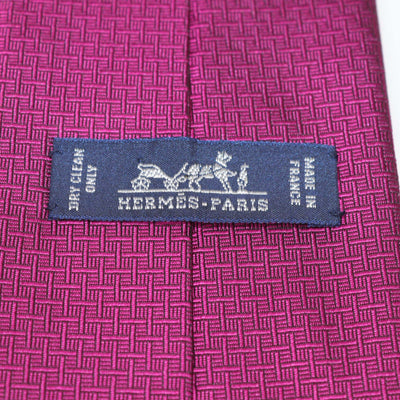 Hermes Fuchsia Silk Geometrical H Tie