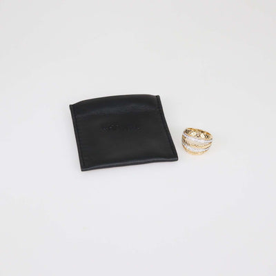 Chanel Two-Tone 18K Gold Diamond Quilted Coco Crush Cocktail Ring Size 11 US
