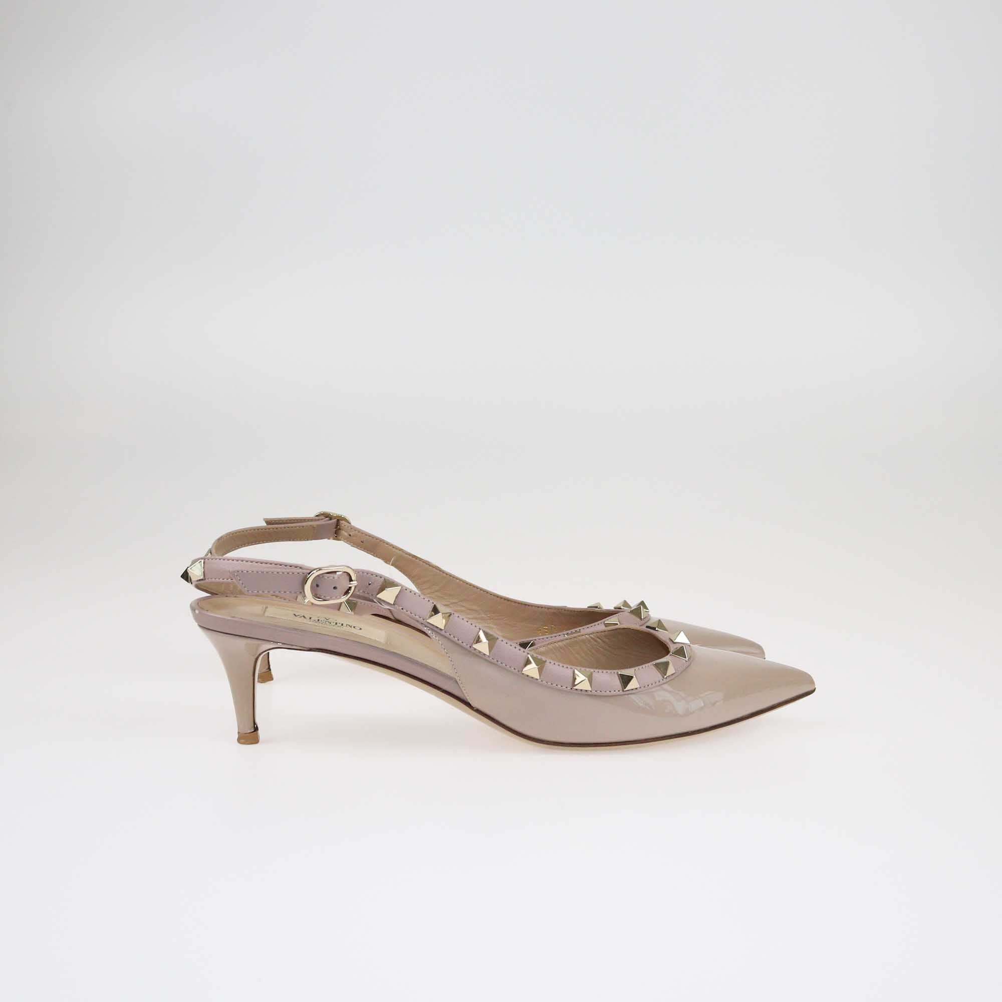 Valentino Nude Rockstud D'Orsay Slingback Sandals Shoes Valentino 