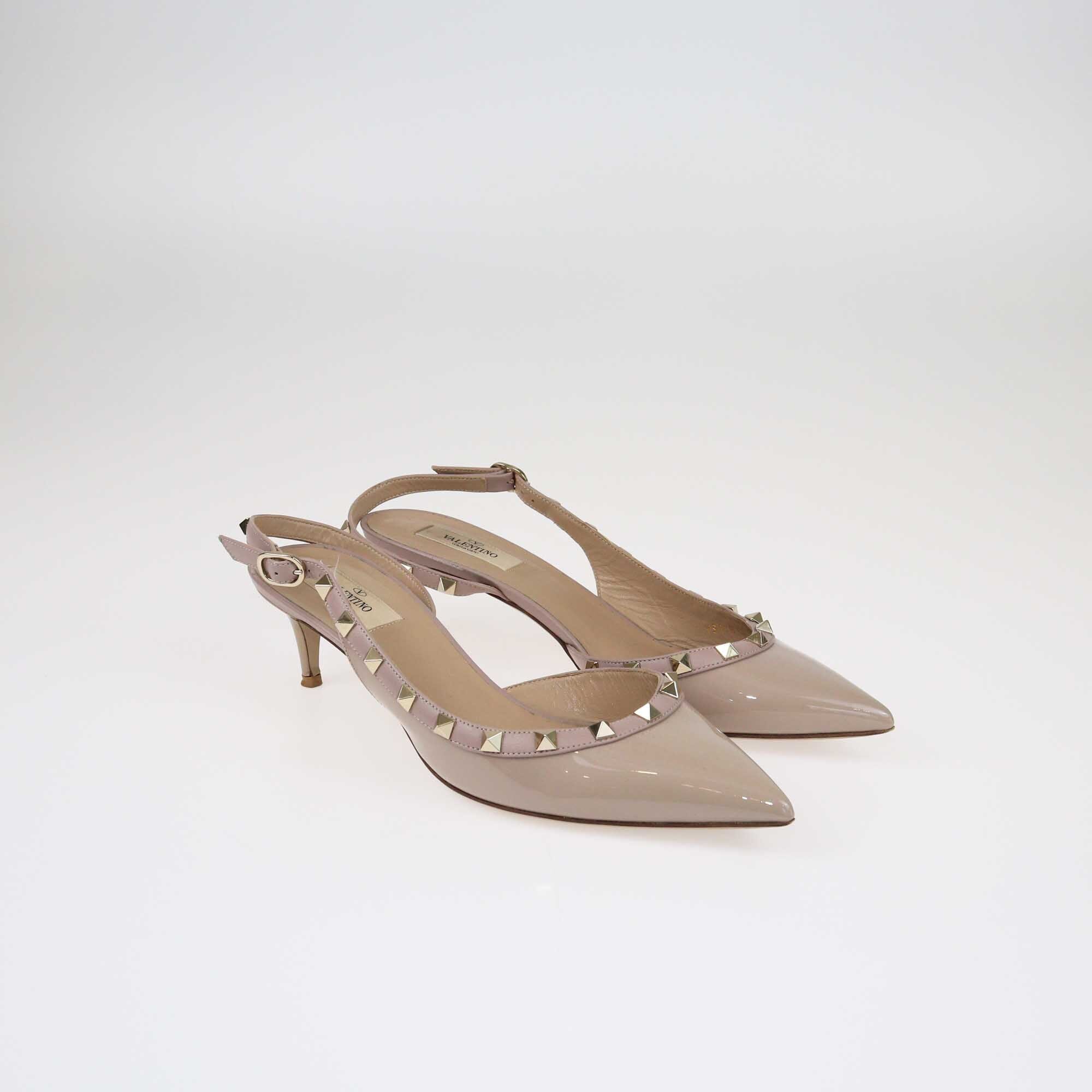 Valentino Nude Rockstud D'Orsay Slingback Sandals Shoes Valentino 