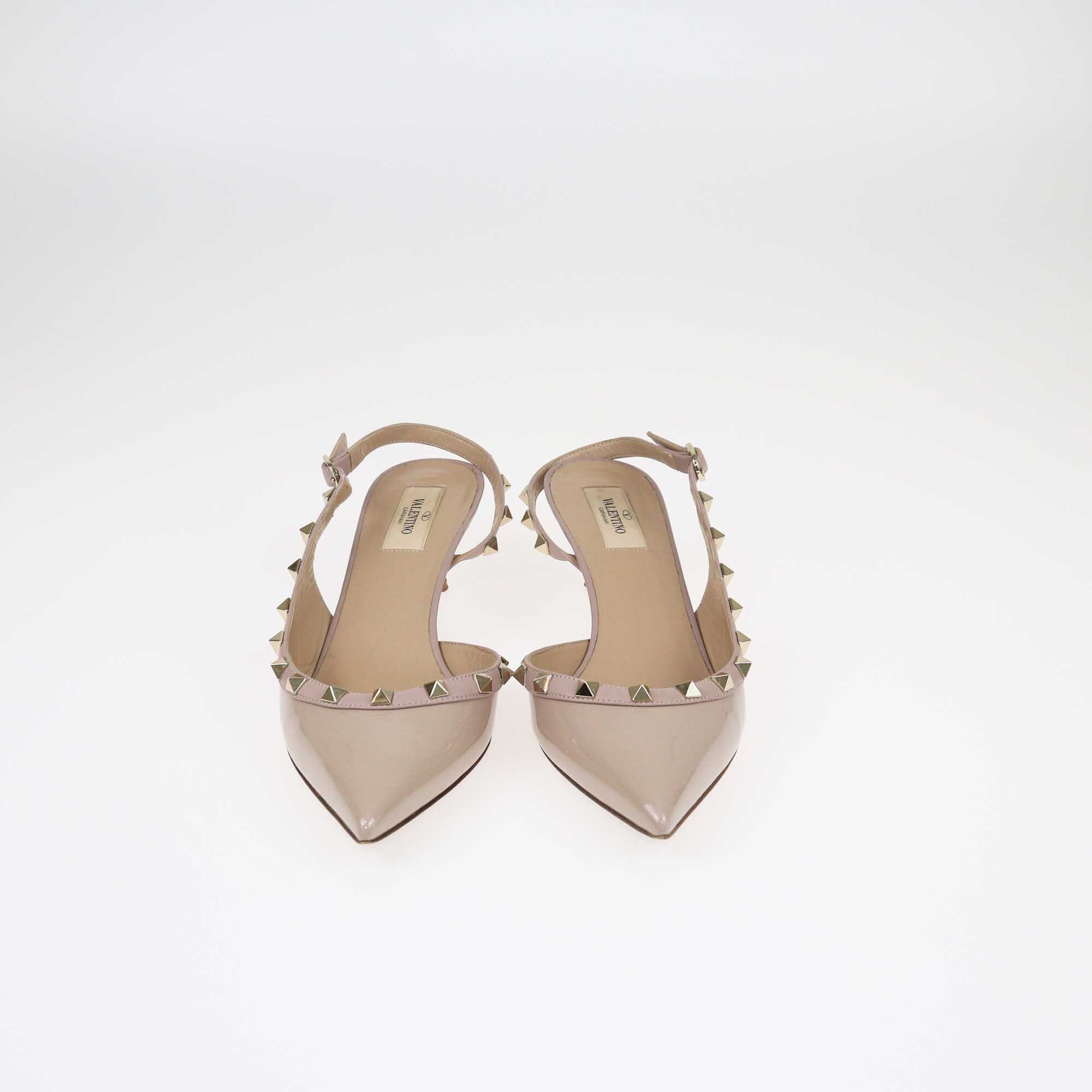 Valentino Nude Rockstud D'Orsay Slingback Sandals Shoes Valentino 