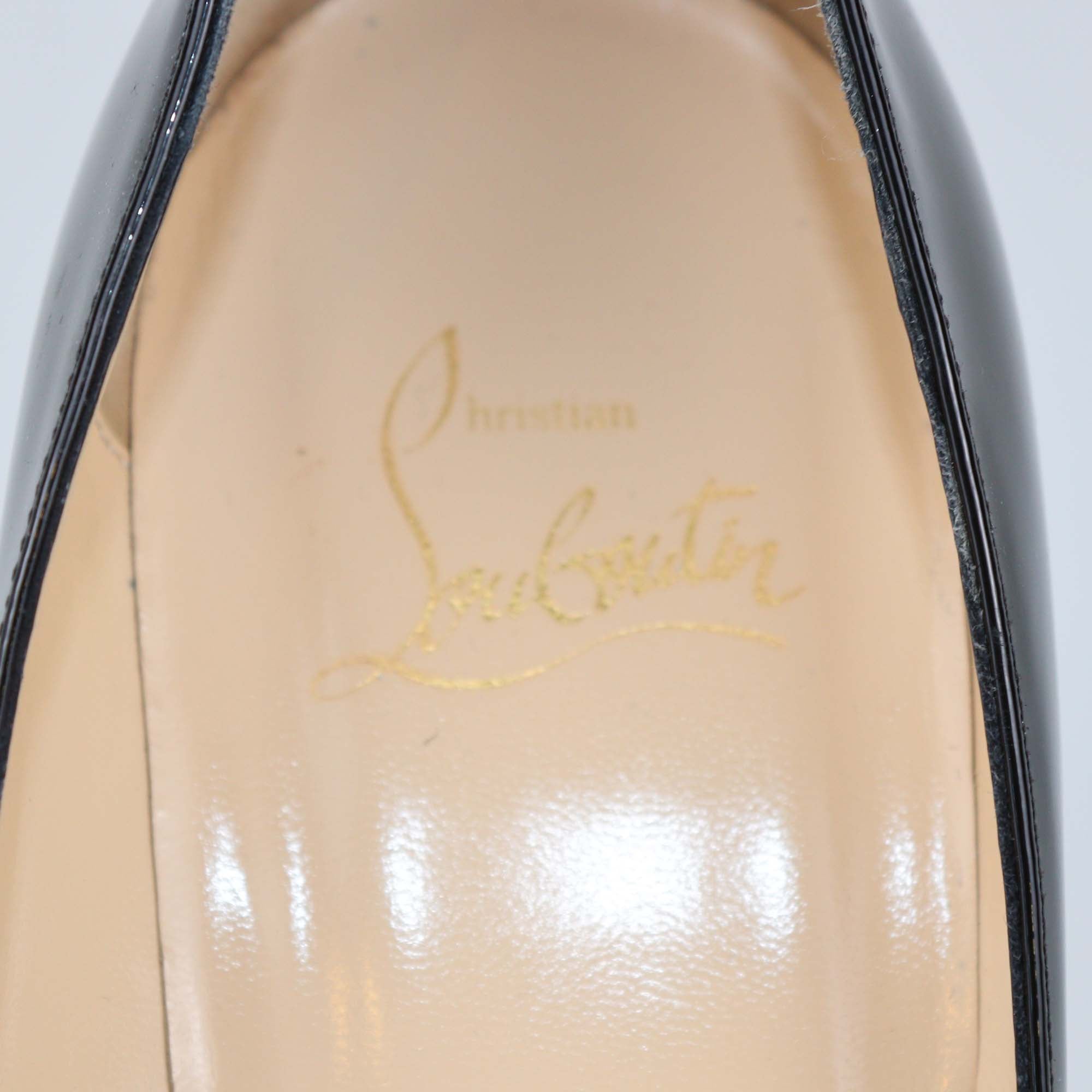 Christian Louboutin Black Patent Leather New Very Prive Peep Toe Pumps
