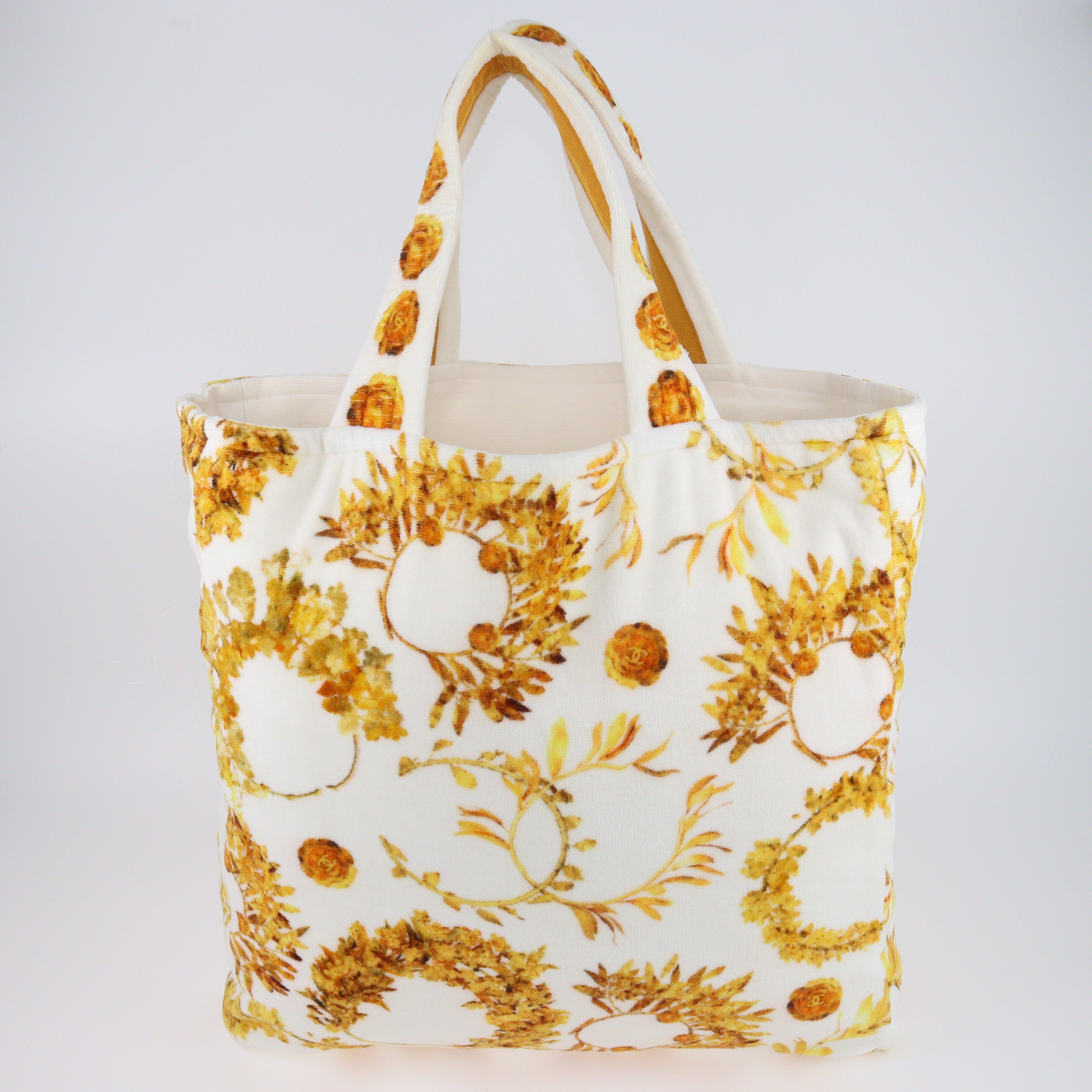 White/Yellow Paris Greece Beach Towel & Tote Bag Set Bags Chanel 