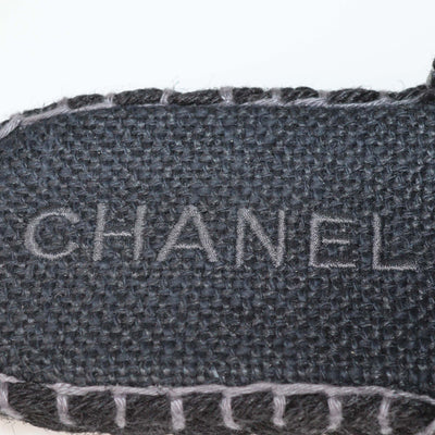 Chanel Black/Grey Braided Fabric CC Flat Slides