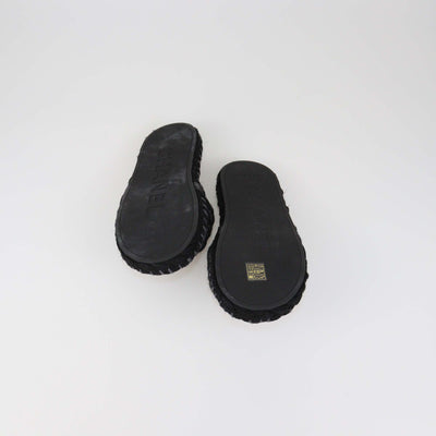 Chanel Black/Grey Braided Fabric CC Flat Slides