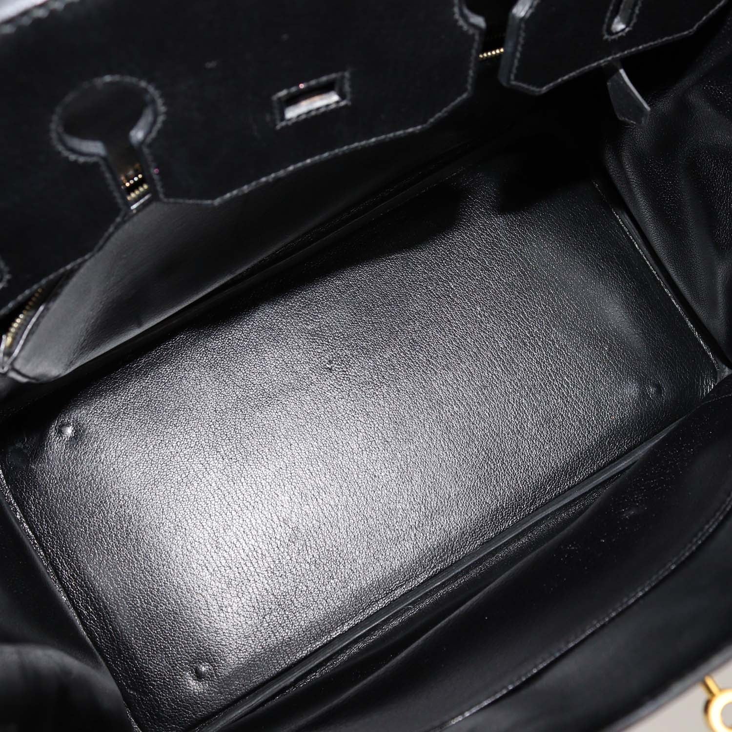 Hermes Black Clemence Leather Gold Hardware Birkin 35 Bag