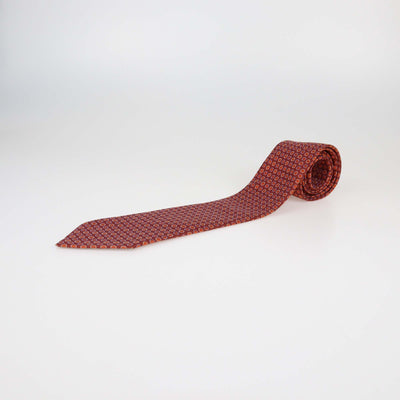Hermes Orange Silk Polka Dots Print Tie