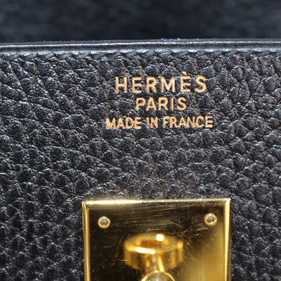 Hermes Black Clemence Leather Gold Hardware Birkin 35 Bag
