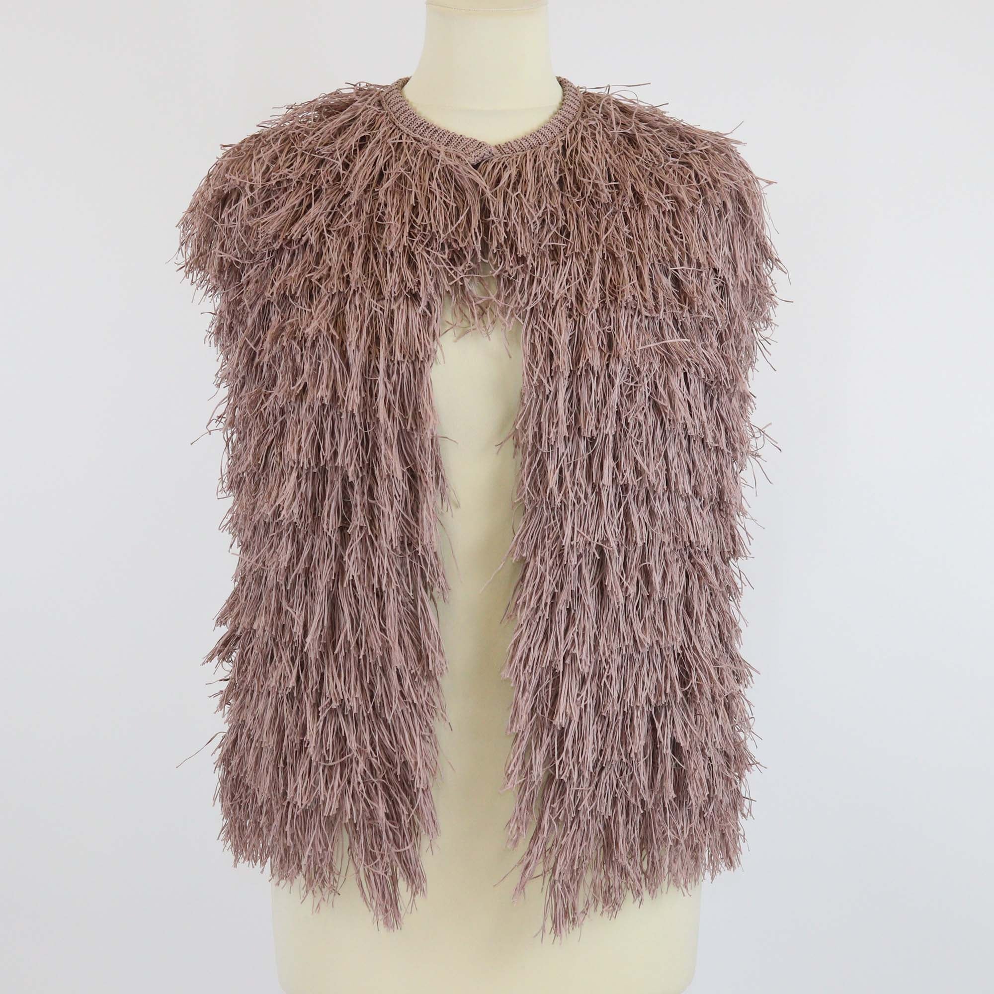 Brunello Cucinelli Mauve Cotton Fringe Sleeveless Vest