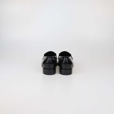 Hermes Black Glazed Leather Faubourg Loafers