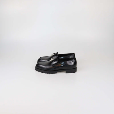 Hermes Black Glazed Leather Faubourg Loafers