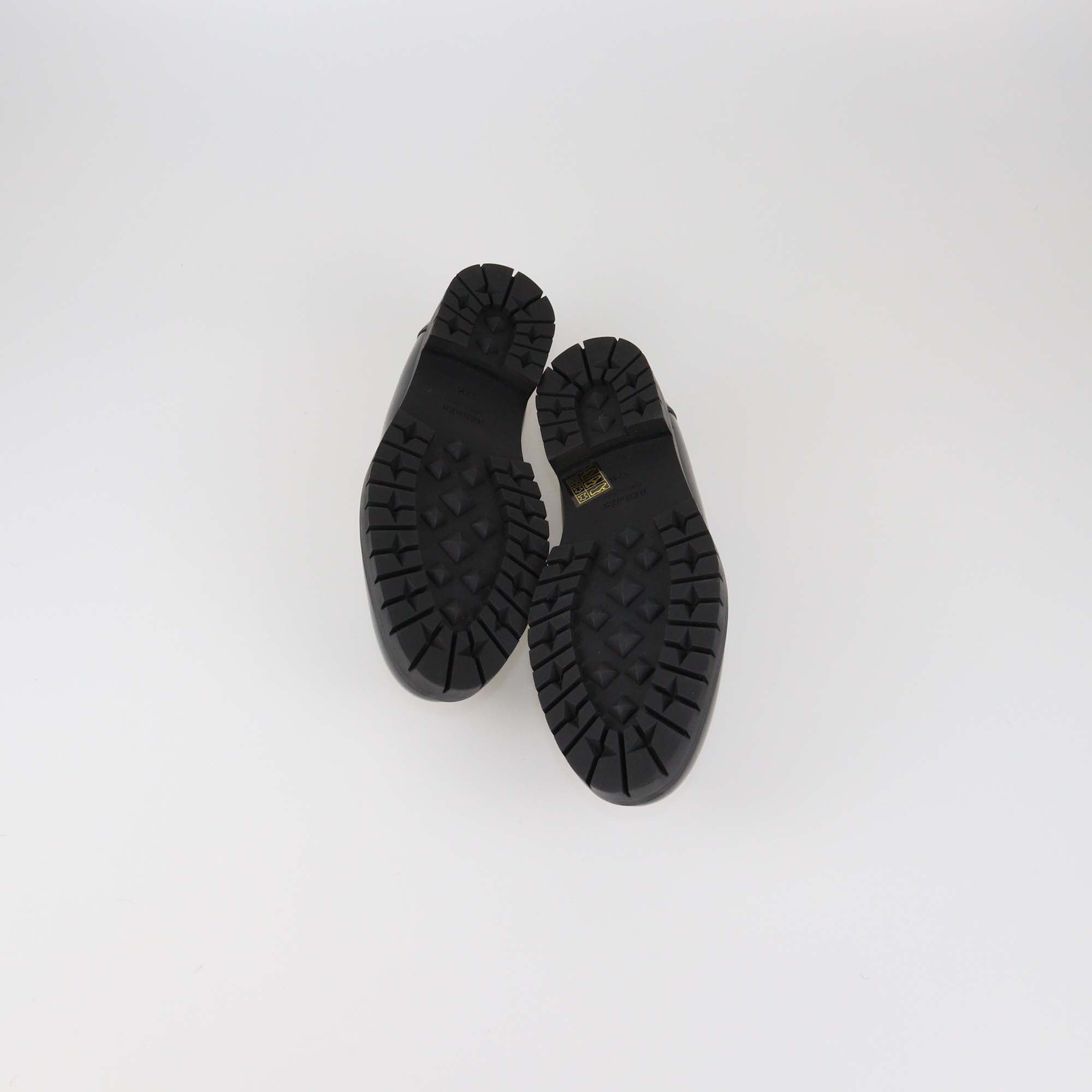 Hermes Black Glazed Leather Faubourg Loafers