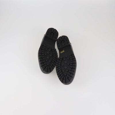 Hermes Black Glazed Leather Faubourg Loafers