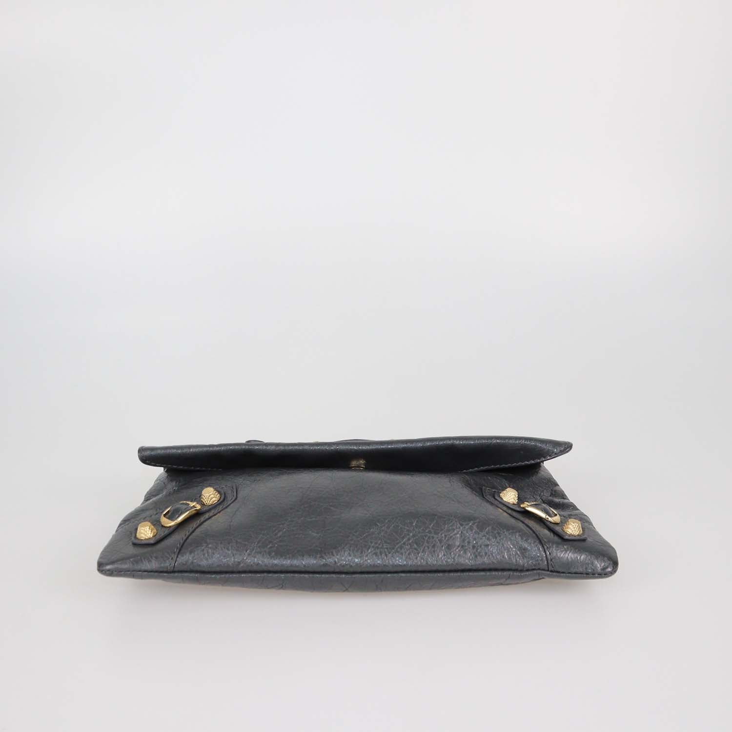 Balenciaga Grey Leather Envelope Clutch Crossbody Bag