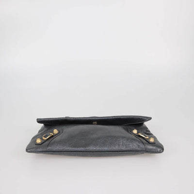 Balenciaga Grey Leather Envelope Clutch Crossbody Bag