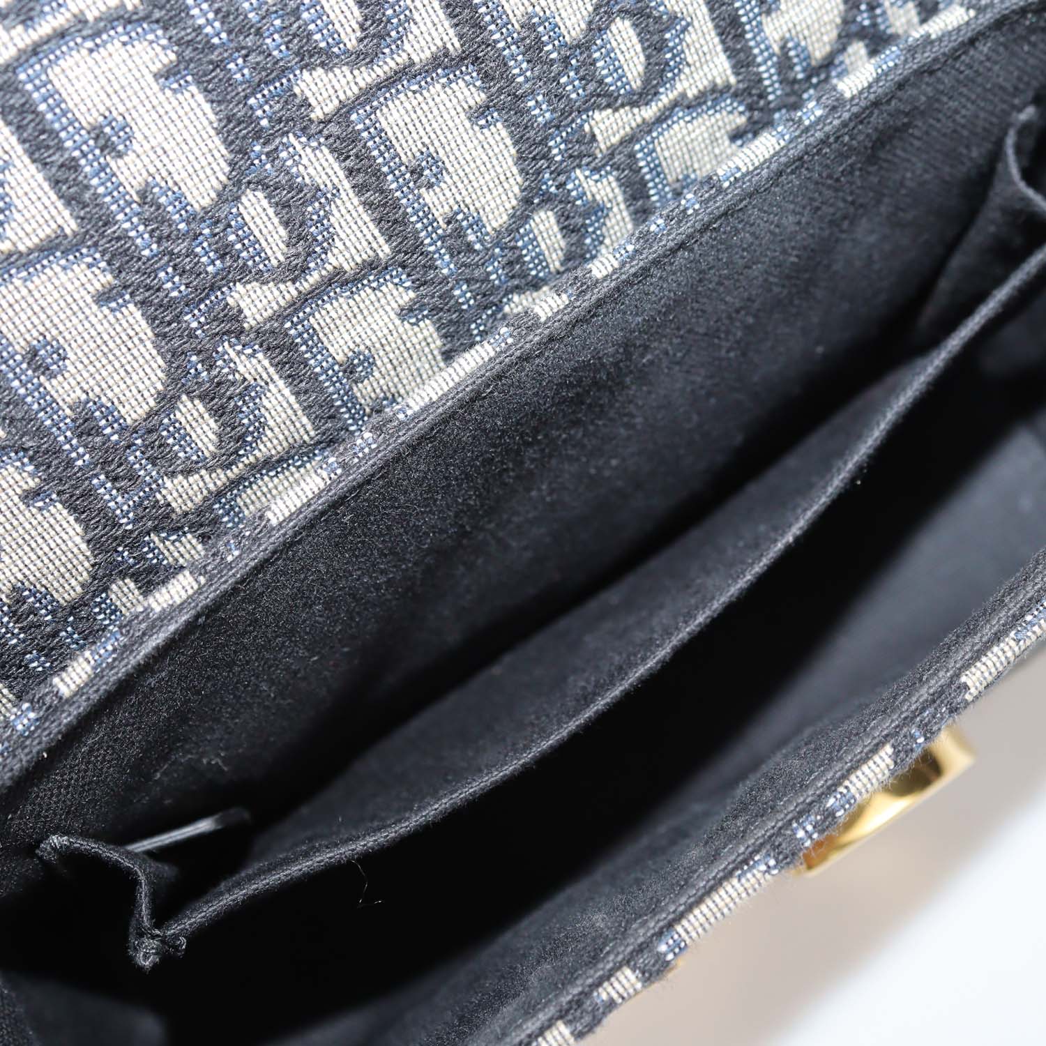 Christian Dior Navy Blue Oblique Canvas and Leather 30 Montaigne Bag