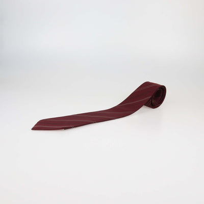 Hermes Burgundy Silk Stripe Geometrical H Tie