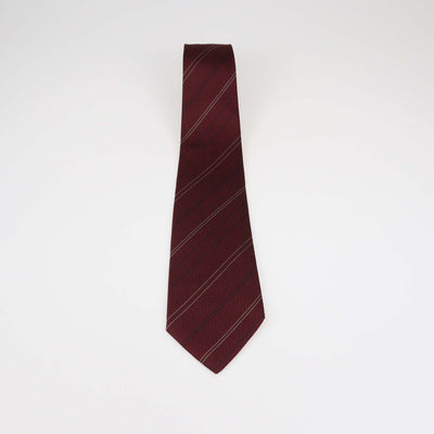 Hermes Burgundy Silk Stripe Geometrical H Tie