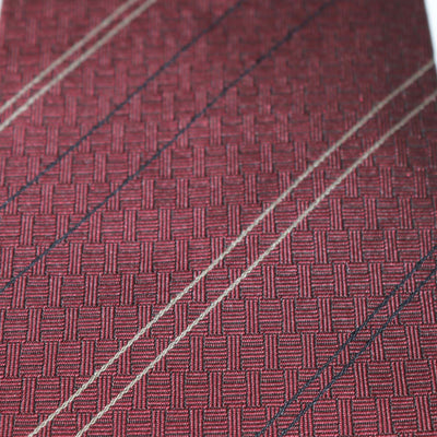 Hermes Burgundy Silk Stripe Geometrical H Tie