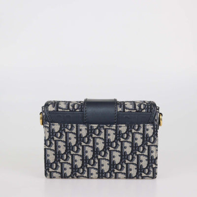 Christian Dior Navy Blue Oblique Canvas and Leather 30 Montaigne Bag