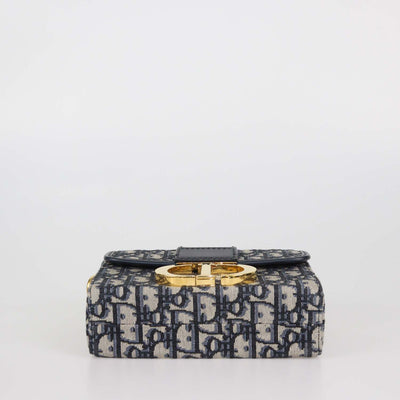Christian Dior Navy Blue Oblique Canvas and Leather 30 Montaigne Bag