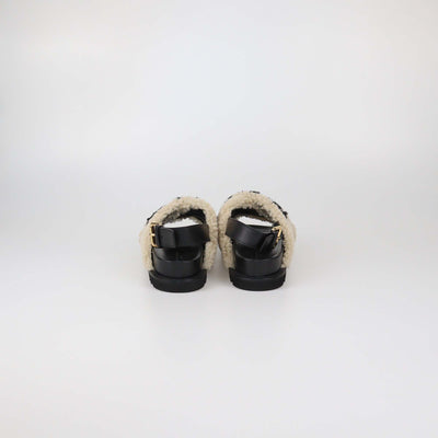 Louis Vuitton Beige/Black Shearling Paseo Comfort Flat Sandals