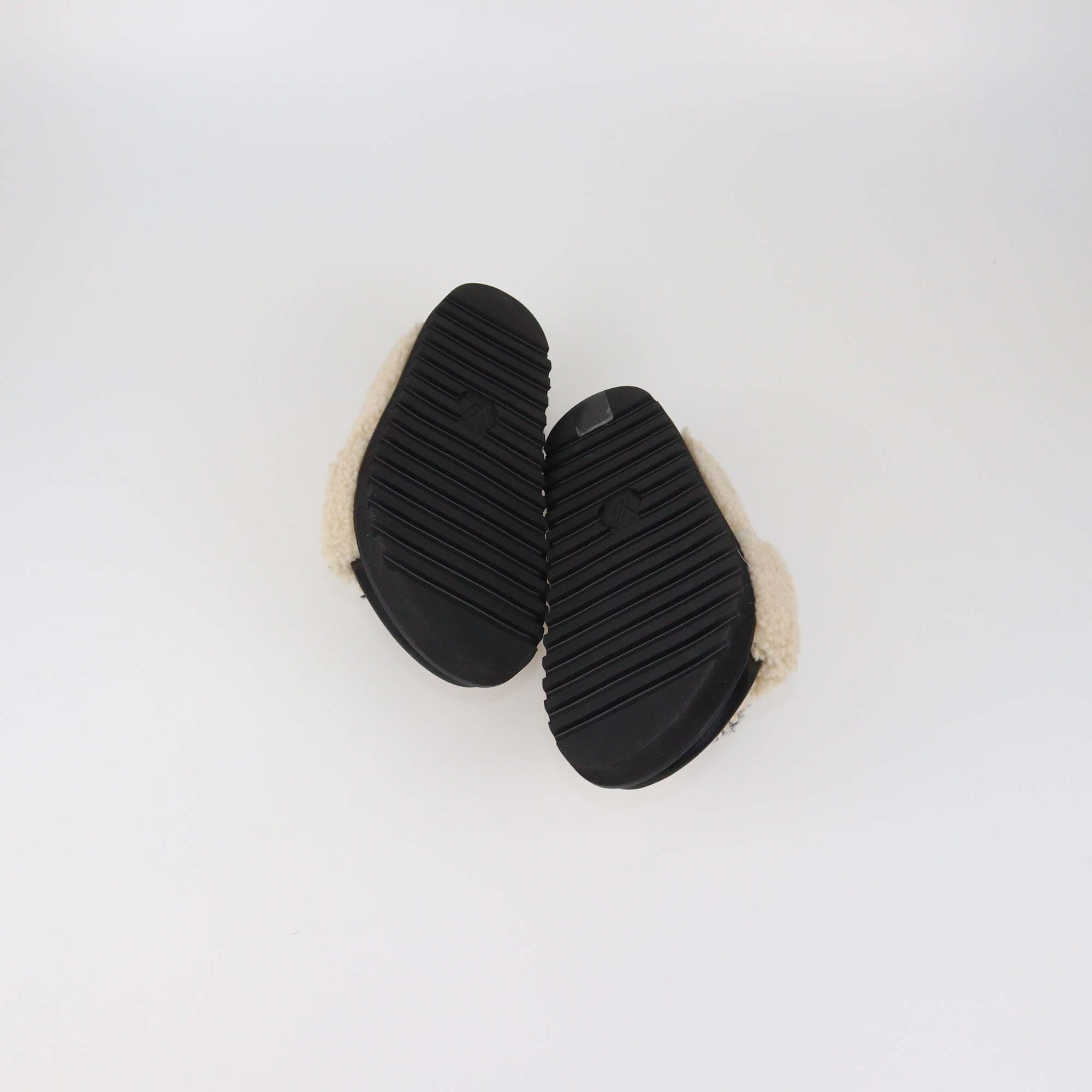 Louis Vuitton Beige/Black Shearling Paseo Comfort Flat Sandals