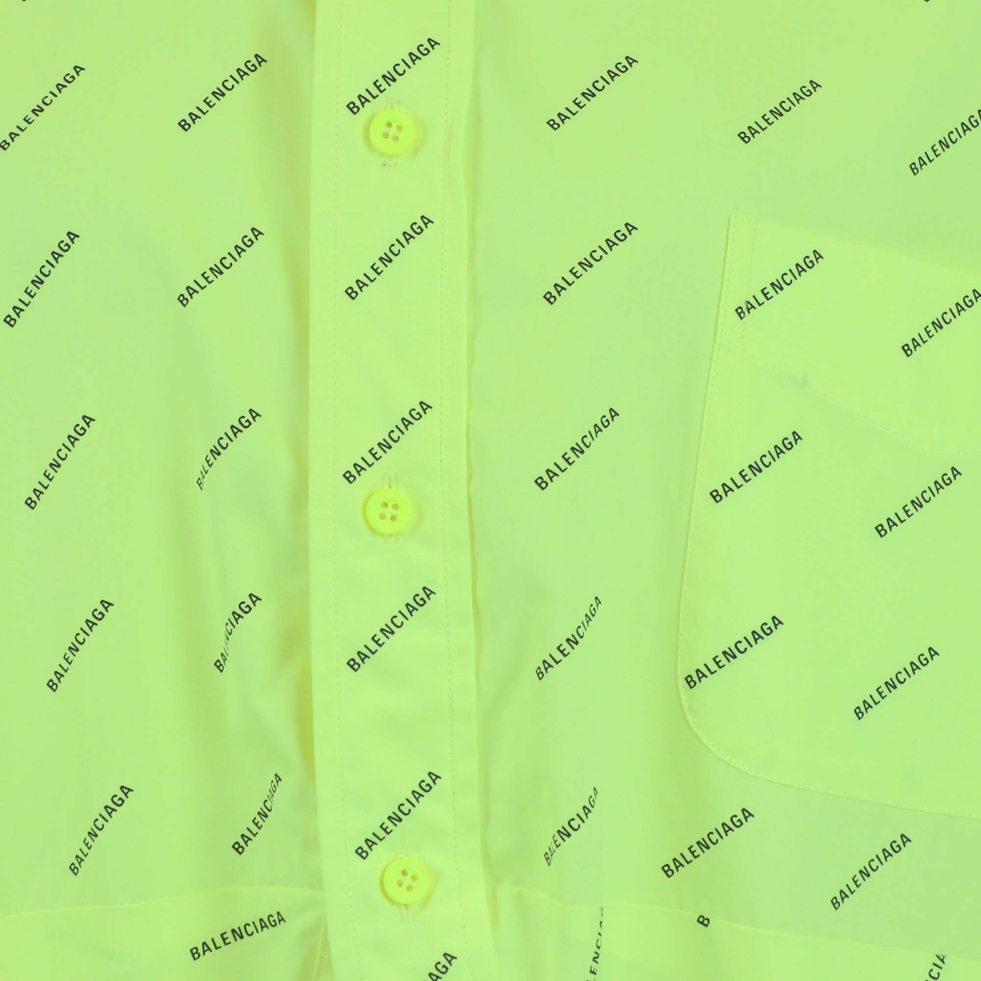 Balenciaga Fluorescent Yellow/Black Cotton Allover Swing Shirt