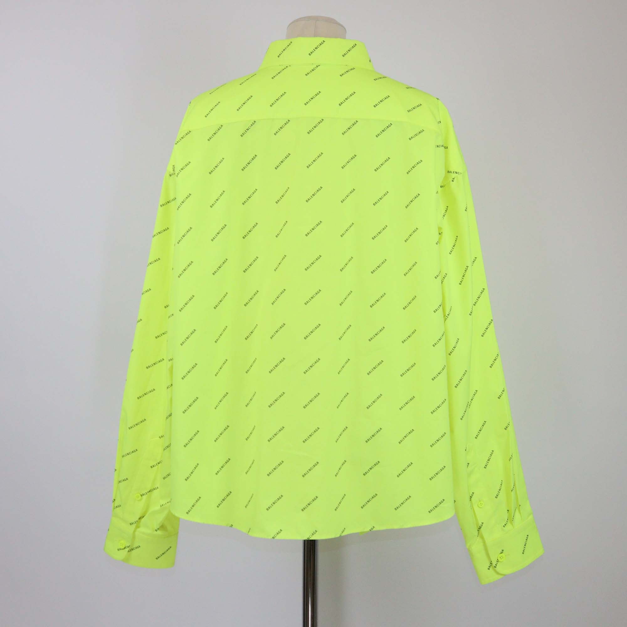 Balenciaga Fluorescent Yellow/Black Cotton Allover Swing Shirt