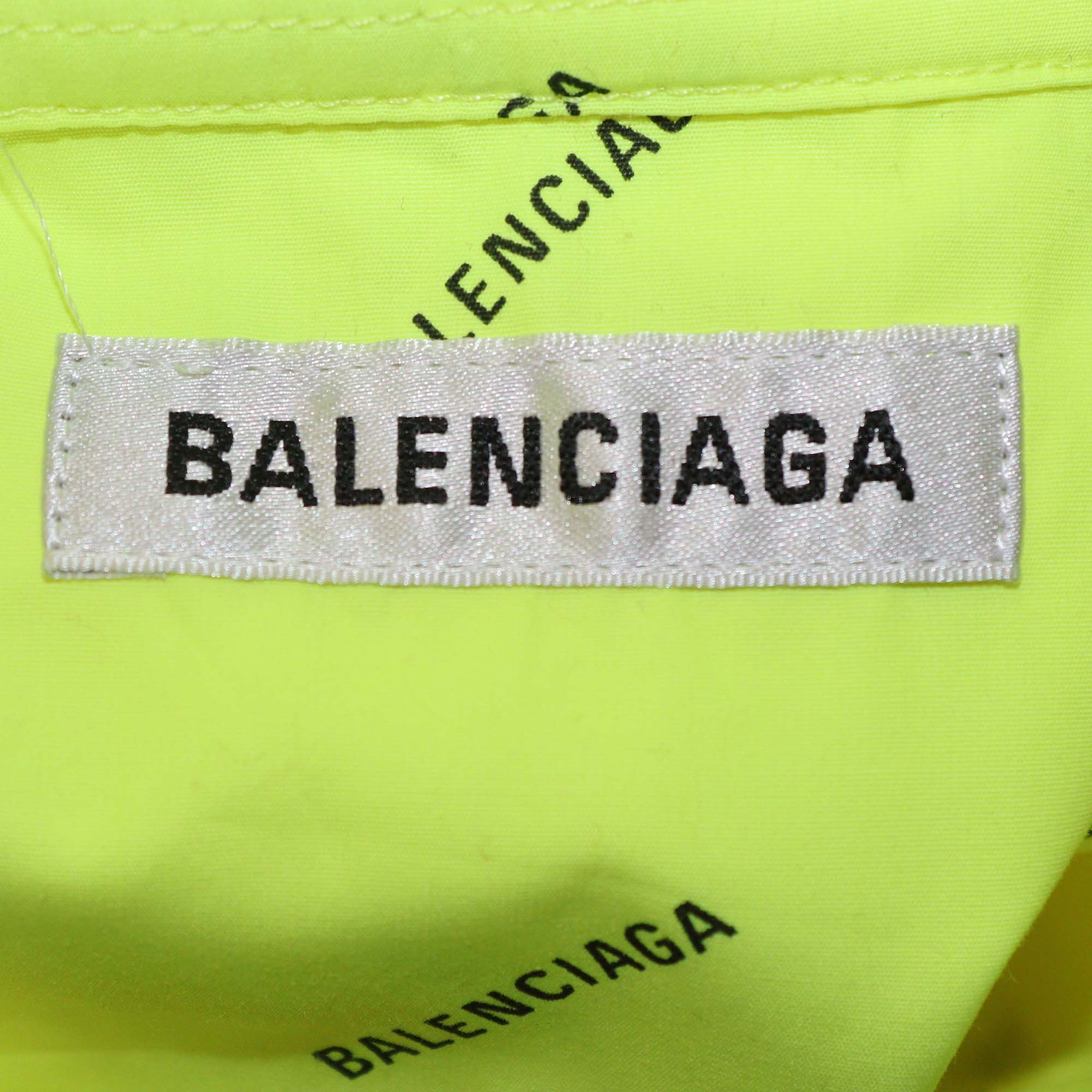 Balenciaga Fluorescent Yellow/Black Cotton Allover Swing Shirt