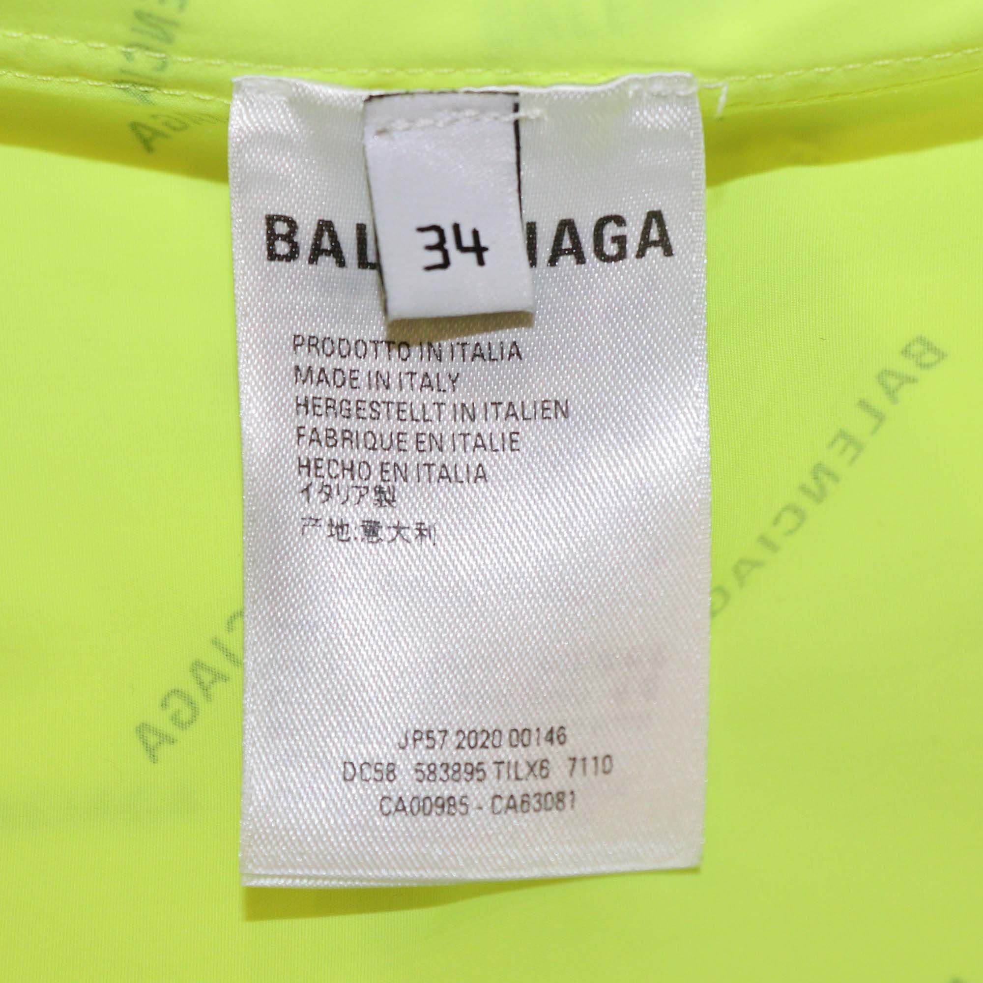 Balenciaga Fluorescent Yellow/Black Cotton Allover Swing Shirt
