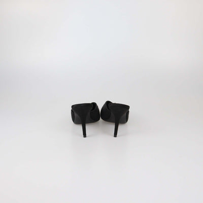 Balenciaga Black Satin Crystal BB Mules