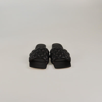 Bottega Veneta Black Quilted Padded Flat Sandals Womens Bottega Veneta 