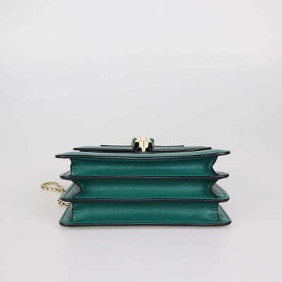 Bvlgari Green Leather Small Serpenti Forever Top Handle Bag