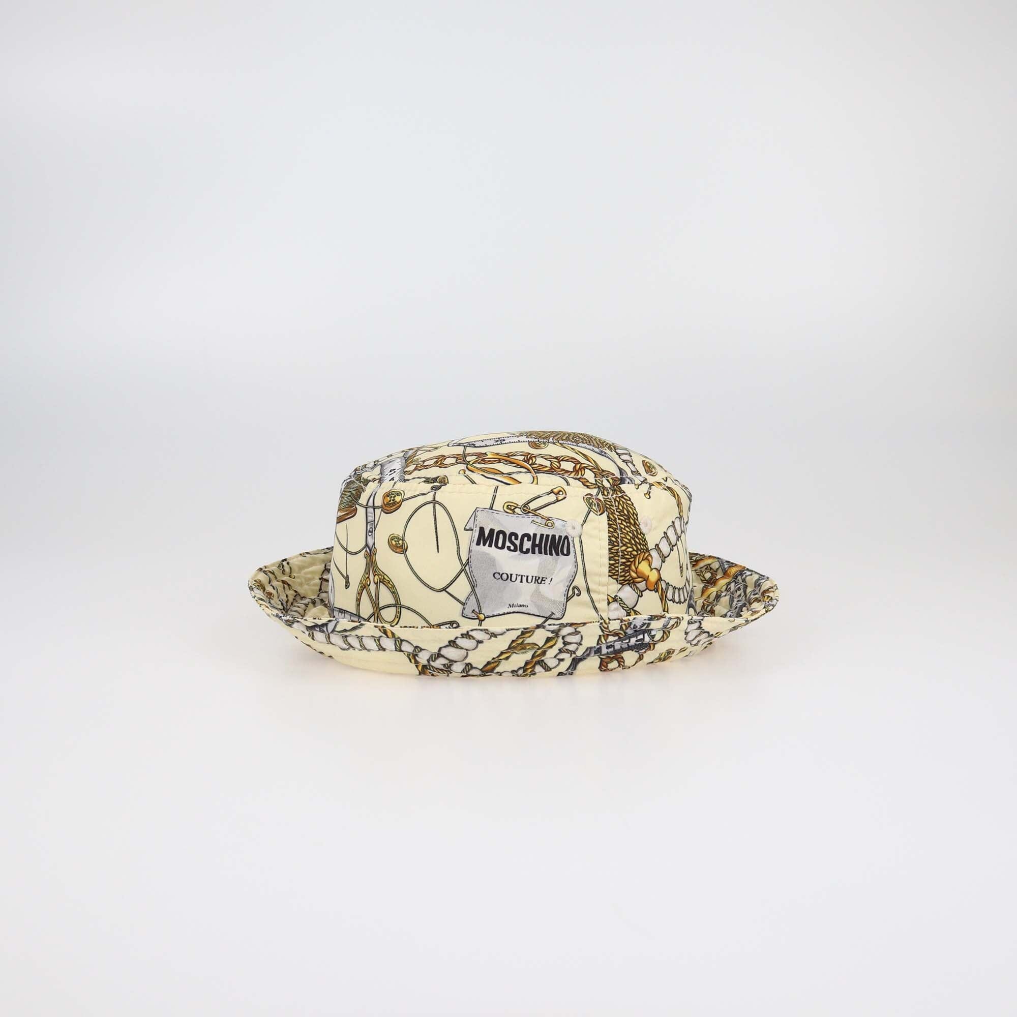 Moschino Cream Printed Bucket Hat Womens Moschino 