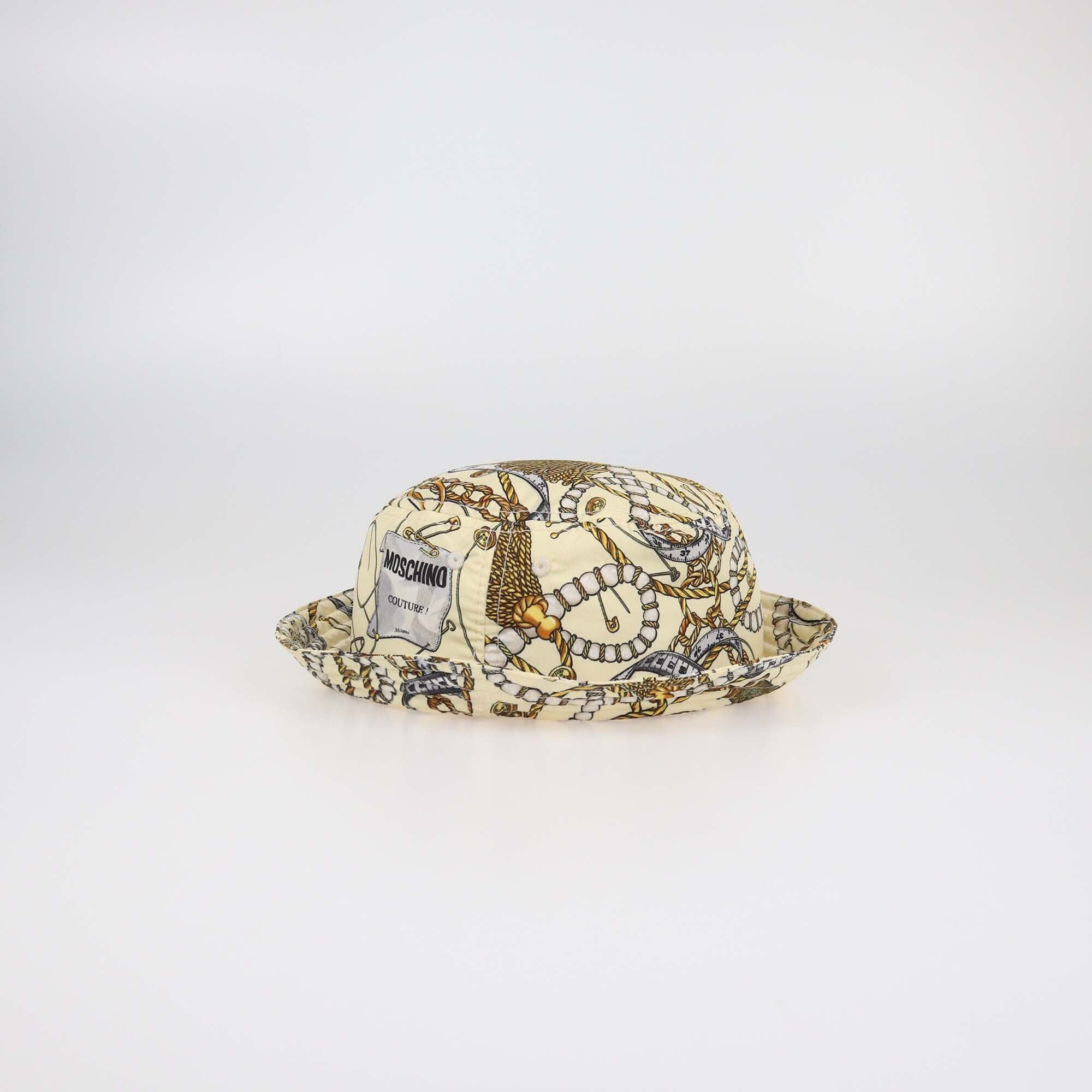 Moschino Cream Printed Bucket Hat Womens Moschino 
