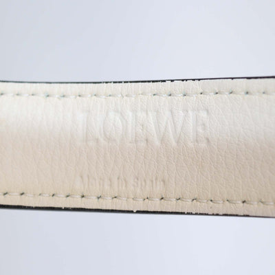 Loewe White/Natural Palm Leaf and Leather Anagram Basket Bag