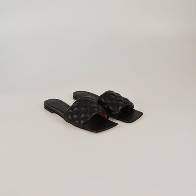 Bottega Veneta Black Quilted Padded Flat Sandals Womens Bottega Veneta 