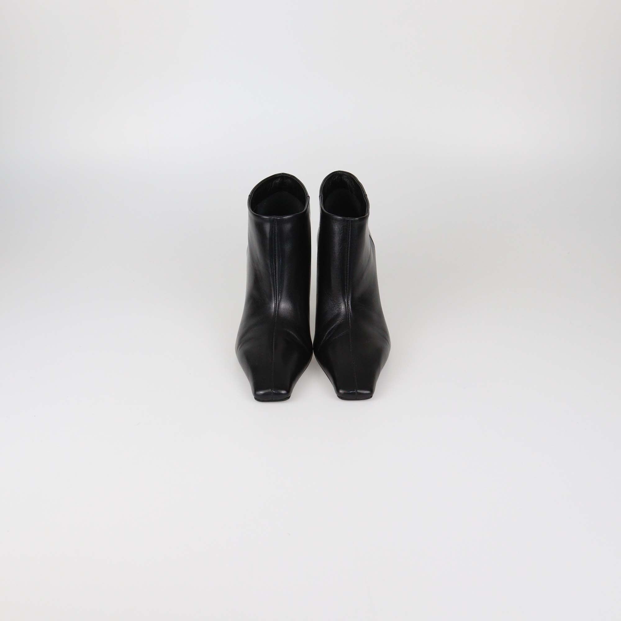 Celine Black Leather Clear Spiked Heel Booties