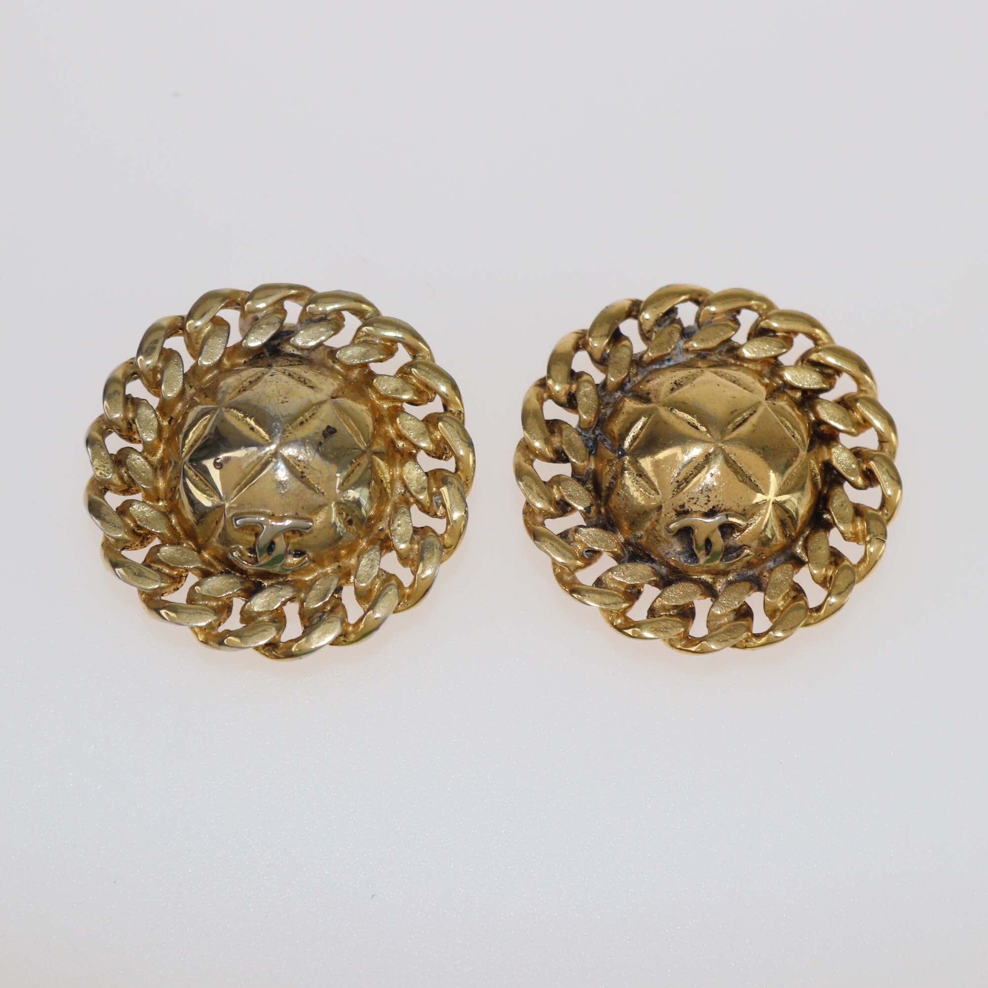 Chanel Gold Chain Quilted Clip-On Earrings ASL4340 Accessories Chanel 