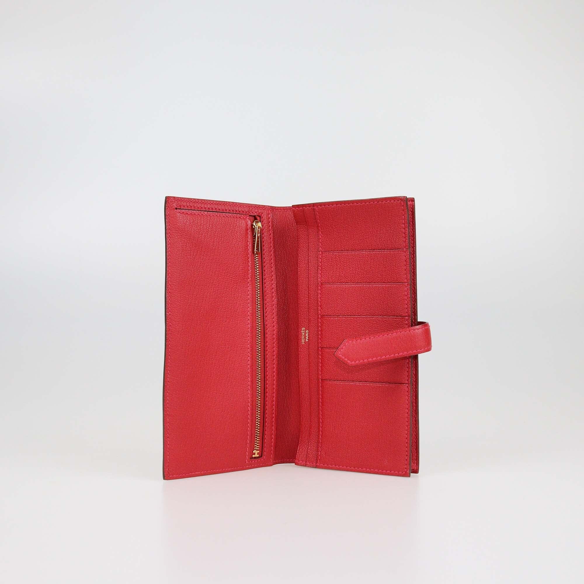 Hermes Rouge Vif Bearn Wallet Womens Hermes 