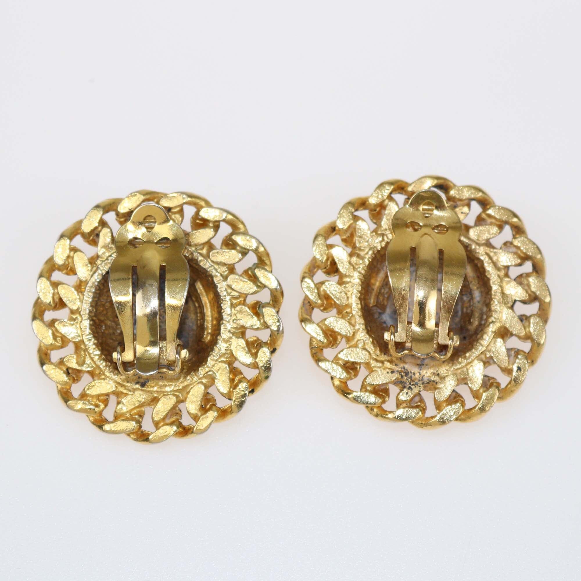 Chanel Gold Chain Quilted Clip-On Earrings ASL4340 Accessories Chanel 